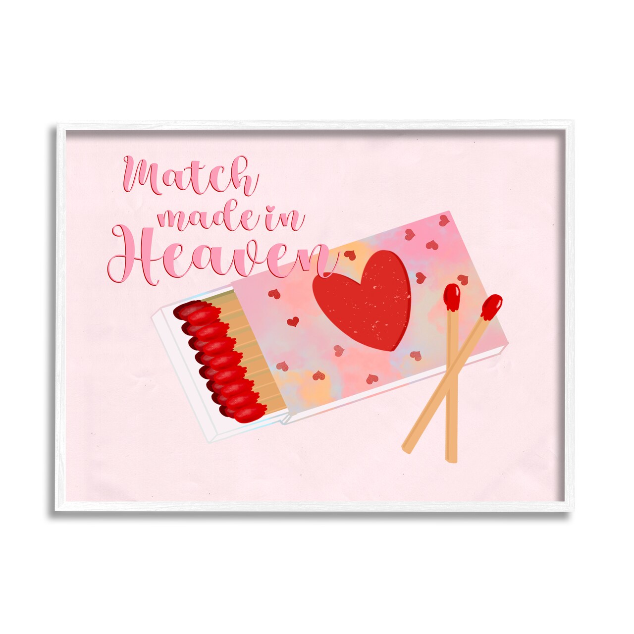 Stupell Industries Match Made In Heaven Romantic Matchbook Black Framed Giclee Art